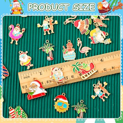 MARFOREVER 40 Pcs/20 Pairs July Christmas Charms Summer Christmas Charms | Holiday Xmas in July Enamel Charm, Beach Hawaiian Pendants, Bracelet Necklace Earrings Making, DIY Carfting Accessories - style: Christmas in July