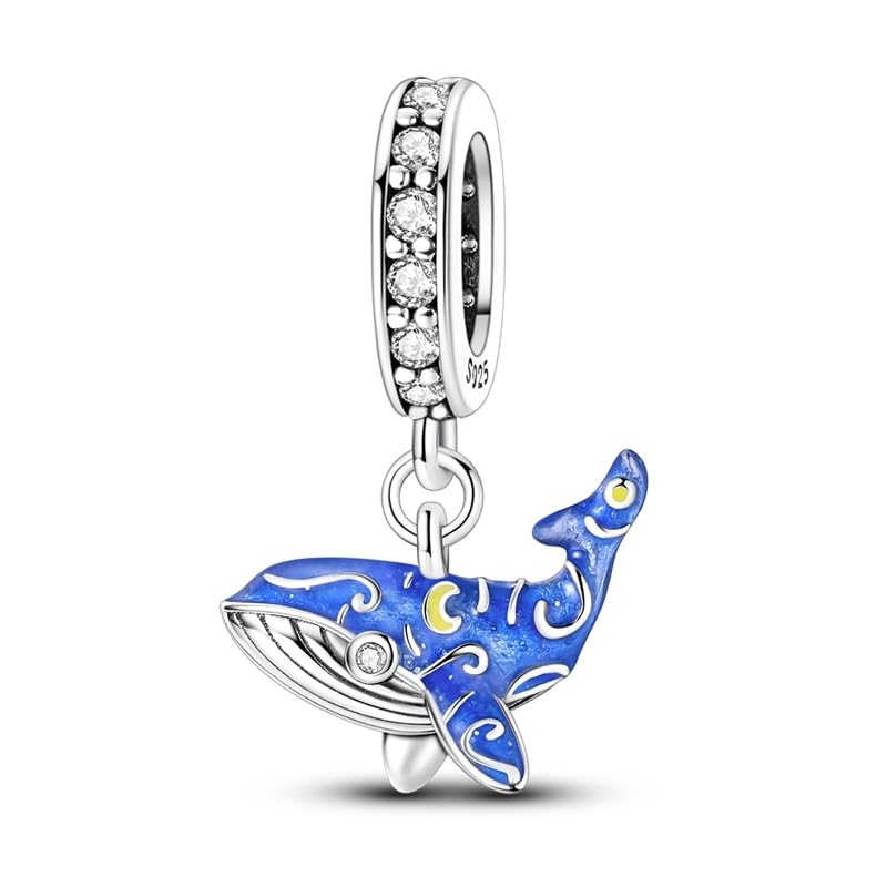 Birthday Fashion Heart Dangle Charm for Bracelets and Necklace Pendant Bead Charms Jewelry Present for Women Family Friends - style: Blue Whale