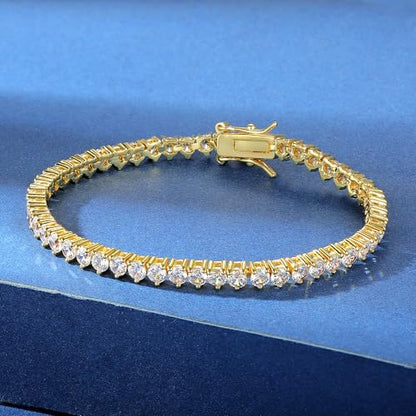 Gemsme 18K White/Yellow Gold Plated 4.0mm Cubic Zirconia Classic Tennis Bracelet 6-9 Inches - color: Gold Plated, size: 7inch