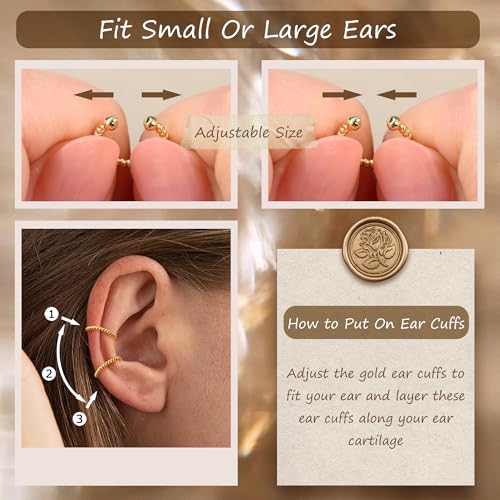 Florideco 4 PCS Ear Cuffs Non Piercing Hypoallergenic 14K Gold Plated Ear Cuff Earrings for Women Trendy CZ Clip On Cartilage Earring Set Dainty Adjustable Fake Piercings Earrings - color: Cross CZ: 14K Gold Plated