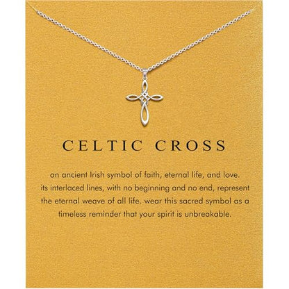 Baydurcan Dainty Silver Necklace for Women Ankh Horse Celtic Necklace Gifts | Dainty charm gifts for friends sister mother, birthday, christmas, graduation gifts. Ready to give with card & envelope. - style: Celtic Cross