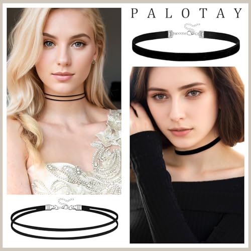 Black Choker Necklace Set Velvet Lace Choker Daisy Gothic Punk Classic Choker - color: 6pcs