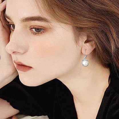 FreshWater Pearl Dangle Earrings 925 Sterling Silver Lapis lazuli Turquoise Larimar Opal Black Pearl Leverback Earrings for Women Birthday Hypoallergenic - style: pearl earrings