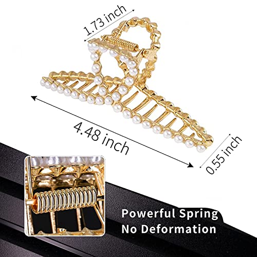 Hair Claw, Pearl Hair Clip, Strong Hold Hair Jaw Clips for Thick Hair, Fashion Hair Clips Accessories Gift for Women Girls Daughter Girlfriend - color: Small pearl hairpin