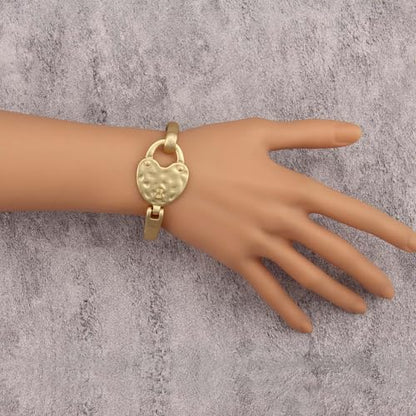 Gold Cuff Bracelet for Women Chunky Bracelet Statement Bracelet | Chunky Bangle Bracelets for Women Silver Beaded Open Bangle Stackable Stretch Bead Bracelet Boho Jewelry Gift for Wife Couple - style: Chunky Gold Arm Cuffs Set