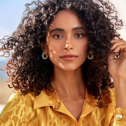 Trendy 14K Gold Plated Hoop Earrings for Women, Chunky Gold/Silver Earrings for Women Cubic Zirconia Baguette Hoop Earrings Heart Hoops Lightweight Hypoallergenic Jewelry,25mm/35mm/40mm/50mm - color: 01 Gold Aquamarine 25mm