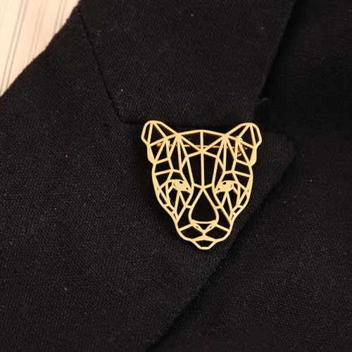 Large-sized Gold Color Phoenix Bird Brooch Wolf and Lion Brooch and Pin - style: Leopard
