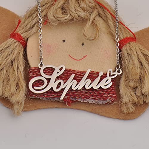 HUAN XUN Custom Name Necklace for Women Stainless Steel Customized Jewelry | 18k Gold Plated Nameplate Heart Pendant,Adjustable Delicate Chain,Personalized Gifts for Mother Day Christmas Birthday - color: Dylan - Silver
