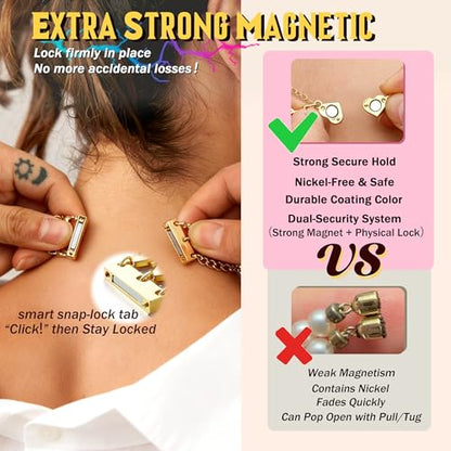 Extra Strong Magnetic Necklace Clasps and Closures, Necklaces Separator for Layering Stacks, Necklace Chain Extenders for Women, Magnet Detangler Clasp Bracelet 11Pcs 16K Gold Plated - color: 11Pcs-16K Gold Plated