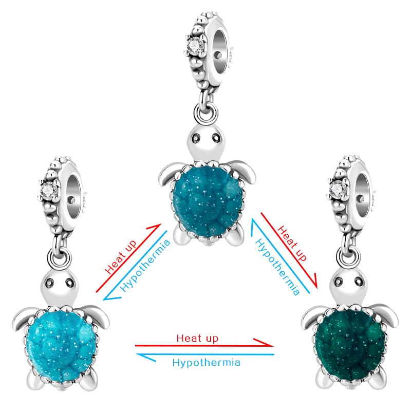 LNQOBU 925 Sterling Silver Charms Color-changing Chameleon Dangle Charm Beads Glow in the Dark Charme fits Pandora Bracelets and Necklace Jewelry Gift for Women - style: Thermochromic sea turtle