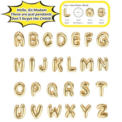 Initial Pendant Gold DIY Name Necklace Accessories Suitable for 1mm Chain - style: Letter-M