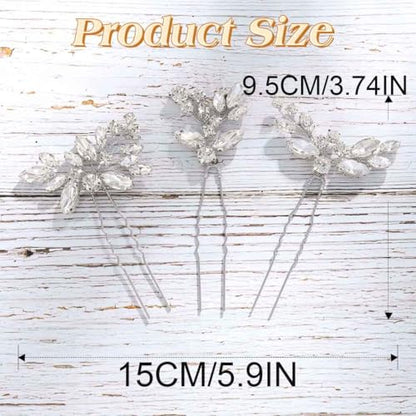 JAKAWIN Bridal Hair Pins Silver Rhinestone Wedding Hair Accessories Crystal Hair Jewelry for Women HP130 (Silver) - color: 1 Silver