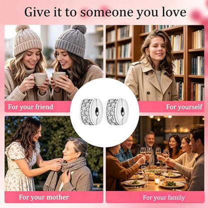 Charms for Bracelets and Necklaces Statue of Liberty CHARM and Family Clasp Safety Chain Charm Beads Charms Jewelry for Women - color: Moments Clear Pavé Clip