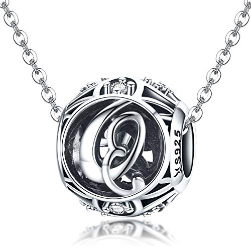 Letter Charms 925 Sterling Silver Initial A-Z Bead Charms | For Bracelets Necklaces, Hypoallergenic,Cubic Zirconia Alphabet Beads, Personalized Gifts for Women - color: Q