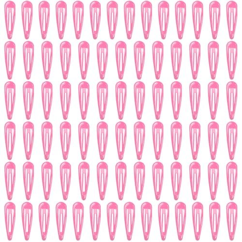 ELANE 80 Pcs Metal Snap Hair Clips for Women,Small Snap Barrettes for Women Girls Thick Fine Hair (Pink) - color: Pink