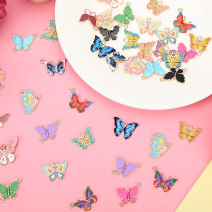 MARFOREVER 40 Pcs/20 Pairs Butterfly Charms for Jewelry Making | Mixed Butterflies Charms, Assorted Spring Summer Enamel Butterfly Charm Pendants, Necklace Earrings Bracelet Making Craft DIY - style: Butterfly