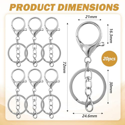 Yolev 20Pcs Lobster Claw Clasp Swivel Hook Keychain Jewelry DIY Kit,Silver - color: Silver