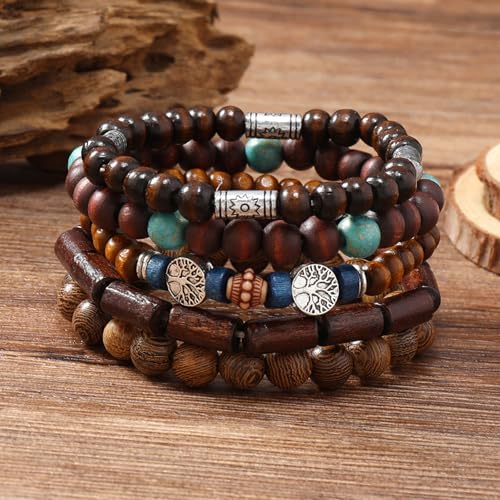 Wood Bead Necklace Africa Wooden Chain Statement Unisex Chunky Necklaces - color: 5 Necklace