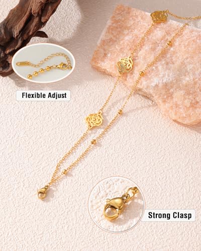 2/3 PCS Gold Anklets for Women Waterproof Boho Starfish, Seashell, Heart & Butterfly Charms Ankle Bracelets Non Tarnish Adjustable Layered Cuban Beaded Foot Chain Beach Jewelry for Summer Vacations - color: Gold Set 7