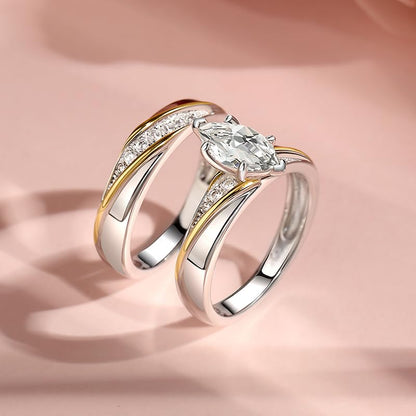 Jeulia Wedding Rings Engagement Rings for Women Anniversary Promise Ring Bridal Sets 925 Sterling Silver with 1.6 ct Primary Stone+ 0.32 ct Side Stone - color: 1Gold