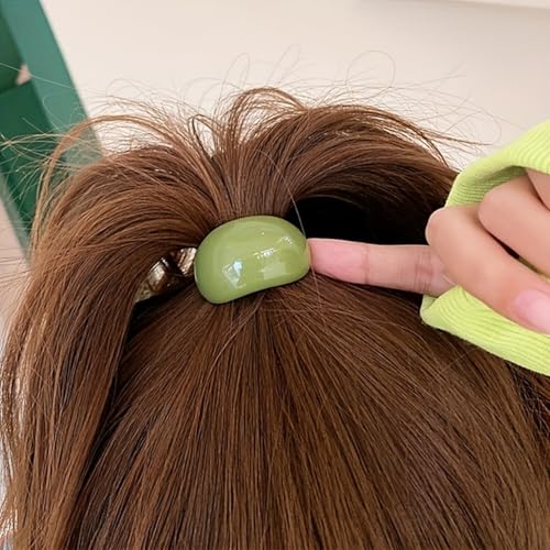 French-Style Hair Ties High-Elasticity Acrylic Beads Candy Colors For Ponytails, Daily Wear And Travel, 6PCS - color: 6PCS