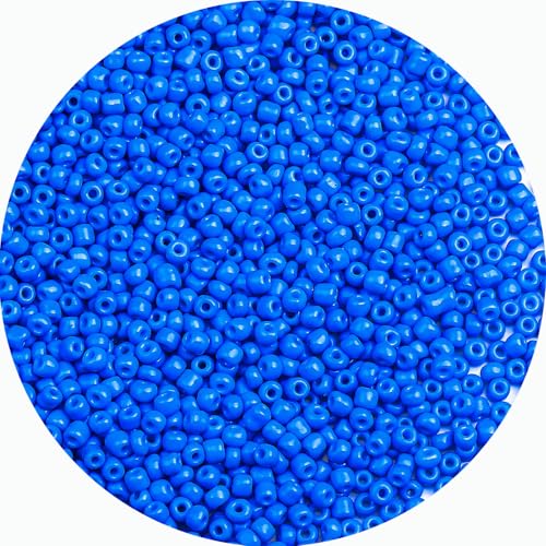 2mm Glass Seed Beads Bulk, Blue 12/0 Tiny Round Seed Bead, Small Mini Pony Craft Beads for Bracelet Necklace Wrist Jewelry Making Beading Weaving DIY Crafts Supplies - color: Blue