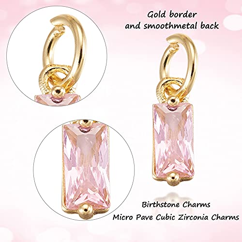 Beadthoven 20pcs Real 18K Gold Plated Rectangle Crystal Charm Pendants Cubic Zirconia Charm Beads with Jump Ring for DIY Jewelry Making Necklace Choker Earrings Tiny Dangle Accessories - color: 0Rectangle-Mixed