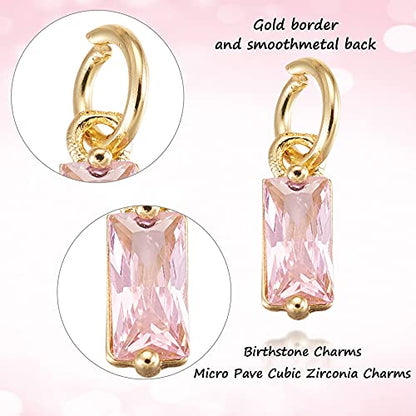 Beadthoven 20pcs Real 18K Gold Plated Rectangle Crystal Charm Pendants Cubic Zirconia Charm Beads with Jump Ring for DIY Jewelry Making Necklace Choker Earrings Tiny Dangle Accessories - color: 0Rectangle-Mixed