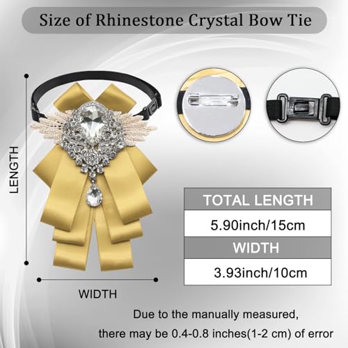 Big Rhinestone Bow Ties，Bowtie Pre-Tied Bowties Men Women | Suit for tuxedo party wedding - color: Gold