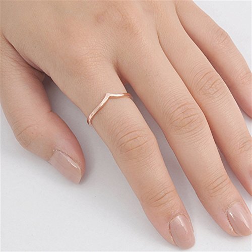 CHOOSE YOUR COLOR Sterling Silver Chevron Thumb Ring - color: Rose Gold-Tone