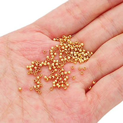 18K Gold Plated Round Spacer Beads 2mm 600pcs for Jewelry Making Findings Non Tarnish - color: 18K Gold, size: 2mm