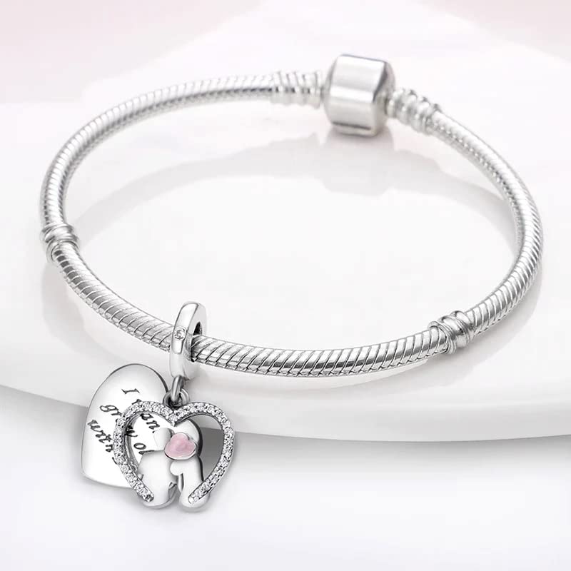 Flower Crab Orca Birthday Athlete Family Tree Safety Chain Cat Dog Bead Pendant 925 Sterling Silver Dangle Compatible With Pandora Moments Charm Bracelet - style: I Want To Grow Old With You Couple I Love Heart