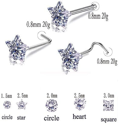 Nose Rings & Studs - 18g, 20g, 22g 14K Gold Bone Nose Studs for Women in Titanium Steel - color: 20g 5pcs Silver Bone Shaped G23 Titanium