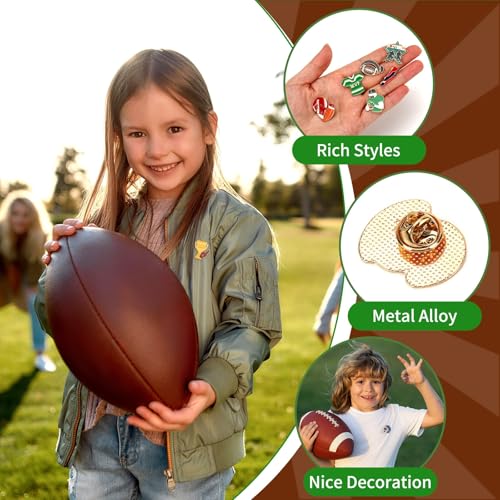 SANNIX 60Pcs Football Enamel Pins, Sports Football Lapel Brooch for Backpacks, Sports Themed Badges for Clothes Bags Hats Accessories, 30 Styles - style: Football Pins
