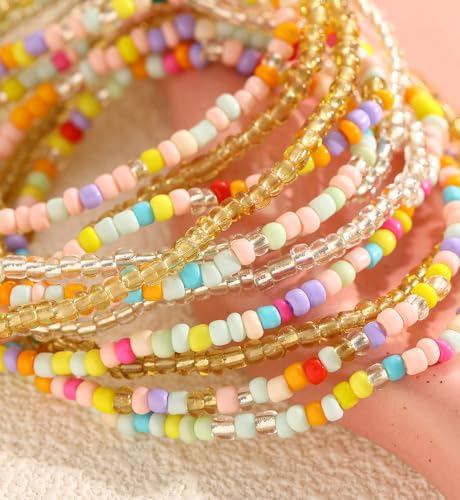 Gold Bracelets Set for Women Trendy, 14K Real Gold Plated Jewelry for Women Dainty Chain Bracelet Stack, Non Tarnish Gold Stackable Bracelets Pack Fashion Accessories Gifts - color: Style 4-Small acrylic bead bracelets