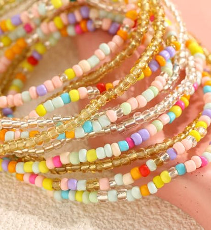 Gold Bracelets Set for Women Trendy, 14K Real Gold Plated Jewelry for Women Dainty Chain Bracelet Stack, Non Tarnish Gold Stackable Bracelets Pack Fashion Accessories Gifts - color: Style 4-Small acrylic bead bracelets