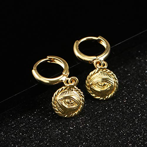 XYJZXY Gold Huggie Small Hoop Earrings with Charm Personalized Snake/Evil Eye/Star/Cross/Lock/Key 18k Gold Plated Crystal Drop Dangle Earrings for Women - style: Evil Eye