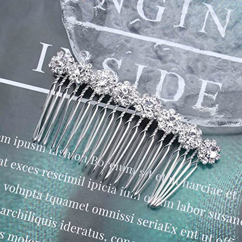 Crystal Bridal Hair Comb Silver Rhinestone Hair Piece Wedding Headpieces Bride Side Comb Wedding Hair Accessories for Bride and and Bridesmaids (Silver) - color: Silver