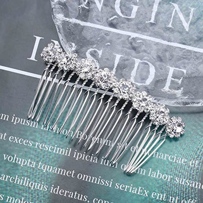 Crystal Bridal Hair Comb Silver Rhinestone Hair Piece Wedding Headpieces Bride Side Comb Wedding Hair Accessories for Bride and and Bridesmaids (Silver) - color: Silver