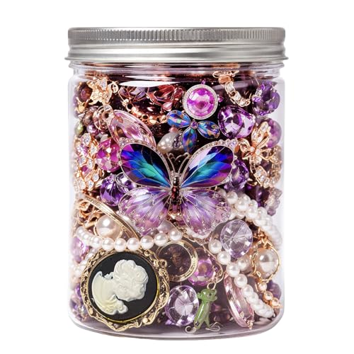SMUOBT Mystery Jewelry Jar Bundle - Surprise Vintage Jewelry Box for Women,Gift Jewelry Set (Necklace, Earrings, Rings,Kracelet,Keychain) - Unique Birthday Gift for Women - color: Purple