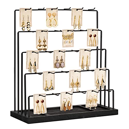 DGWJSU Earring Display Stands for Selling, Earring Rack Display Holder Stand, Jewelry Display for Selling Earring Cards, Bracelets, Hair Accessories, Rings, Necklaces (Black Wood, Common Size) - color: Black Wood, size: Common Size