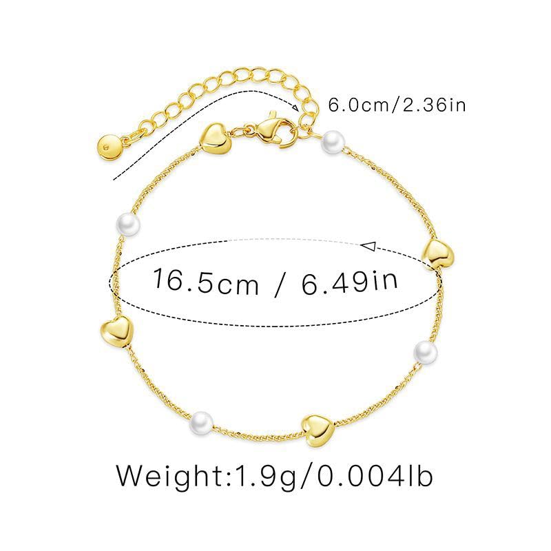 Gold Pearl Bracelet for Women, 18K Gold Plated Dainty Pearls Beaded Chain Bracelet Jewelry Gifts for Women - color: E-Gold 5