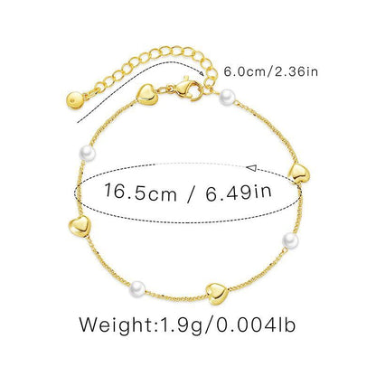 Gold Pearl Bracelet for Women, 18K Gold Plated Dainty Pearls Beaded Chain Bracelet Jewelry Gifts for Women - color: E-Gold 5