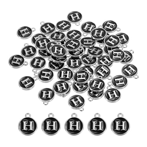 MECCANIXITY Alphabet Enamel Letter Charm Jewelry Charm Pendant for Jewelry Making, Bracelet, Craft - style: H