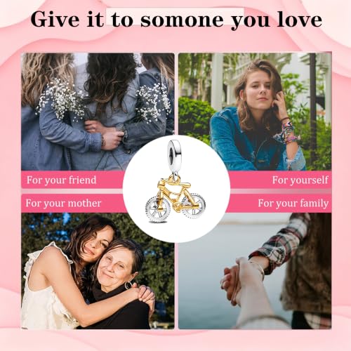 925 Sterling Silver Charms Pendants Mom Heart Dog koi fish Sea Turtle Football Charms for bracelet Pendants Beads Mom Sister Wife Family, Friends, Birthday gifts - style: Bicycle Pendants