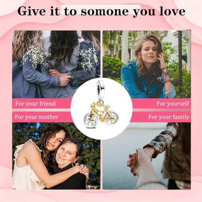 925 Sterling Silver Charms Pendants Mom Heart Dog koi fish Sea Turtle Football Charms for bracelet Pendants Beads Mom Sister Wife Family, Friends, Birthday gifts - style: Bicycle Pendants