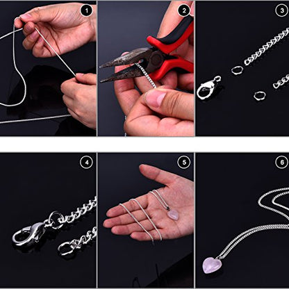 Outus 33 Feet Stainless Steel Chain Silver DIY Link Necklaces Chains with 20 Lobster Clasps and 30 Jump Rings for Jewelry Making (2.5 Mm) - size: 2.5 mm Wide