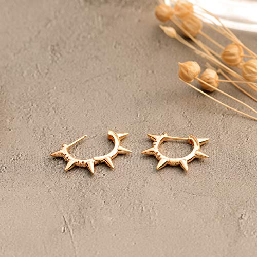 LOYATA Gold Huggie Hoop Earrings 14K Gold Plated Dainty Small Simple Hypoallergenic Jewelry Gift for Women - style: Six Spike