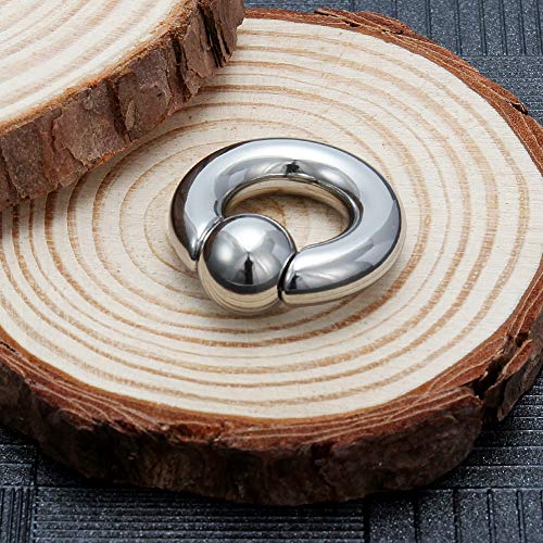 12G 10G 8G 6G 4G 2G 0G 00G Large Septum Rings Gauges Earrings Hoops 316L Surgical Steel Spring Action Captive Bead PA Ring CBR Septum Nose Rings Piercing Jewelry for Women Men - color: Silver, size: 2G=6mm Inner Dia: 1/2" (12mm)