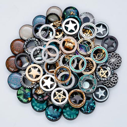 COOEAR Screw Fit Ear Gauges Flesh Plugs, 10 Pairs Random Styles Plugs Tunnels, Stainless/Glass/Stone/Acrylic Ear Piercing Stretchers Expander. - color: MH5, size: 22 mm